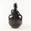 Brown Glass Bottle with Handle and Clasp, 2-Liter Beer Bottle and Enzyme Bottle